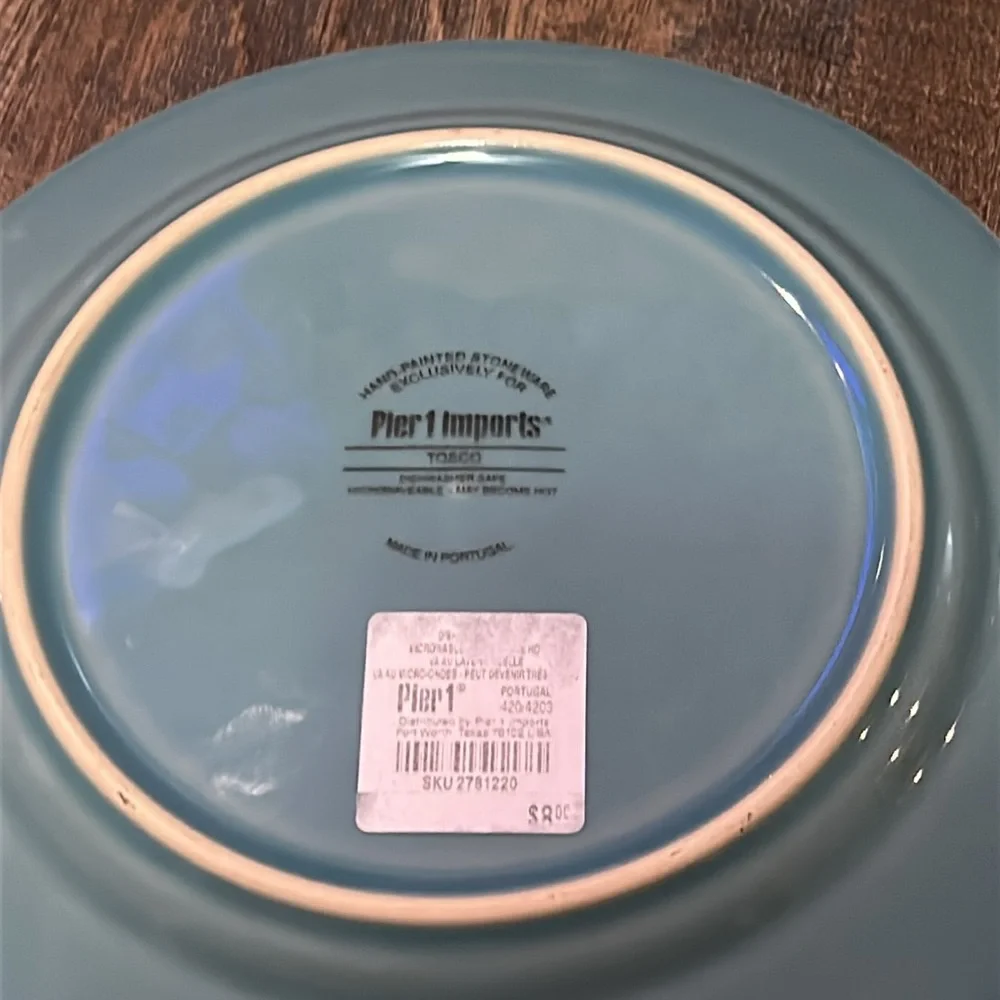 Pier 1 Tosco Lagoon Blue‎ 2 Salad or Desert Plates Embossed Flowers